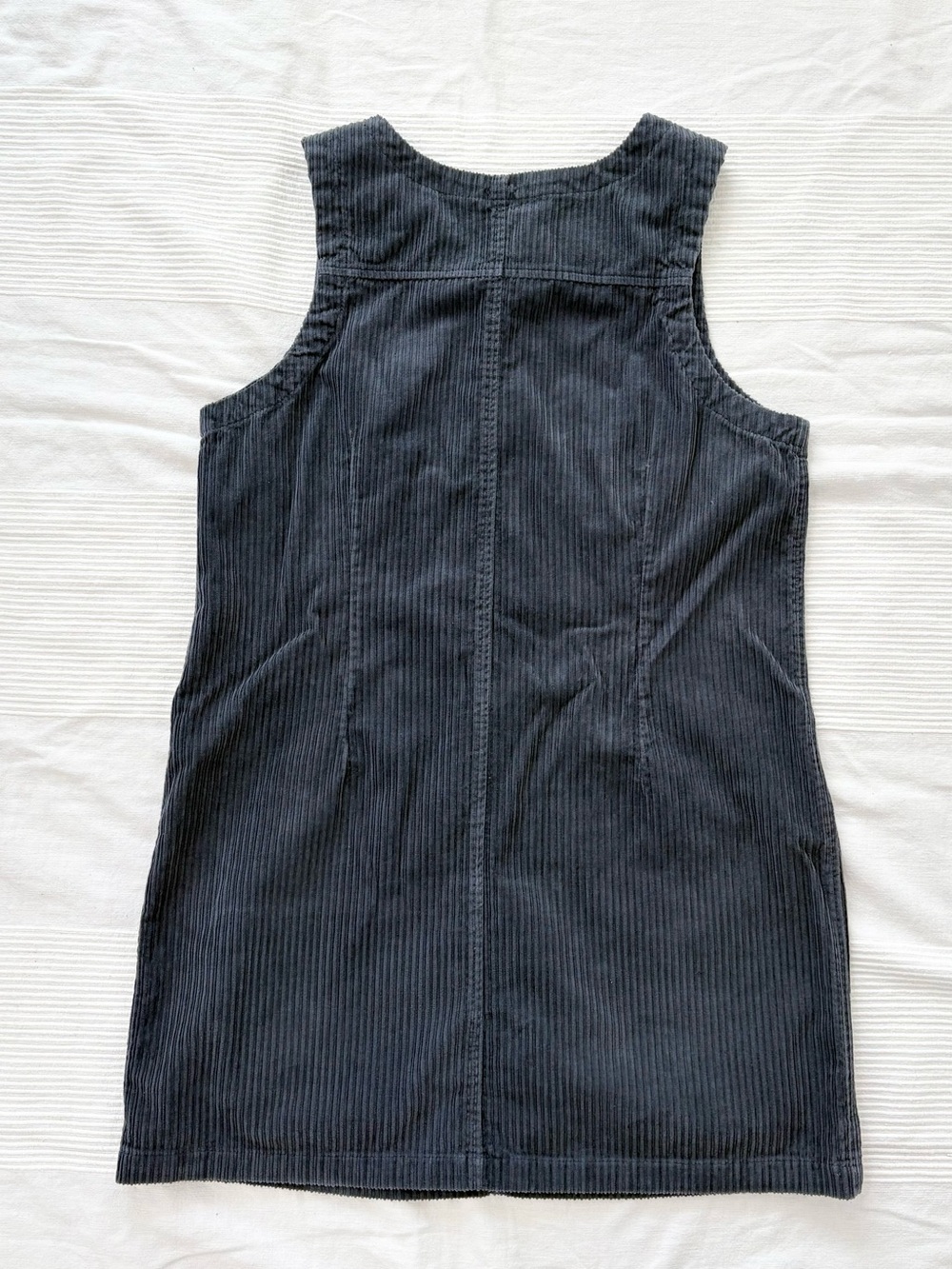 Vintage Cotton Ginny Corduroy Zip-Front Pinafore Dress in Grey Navy - Picture 7 of 8
